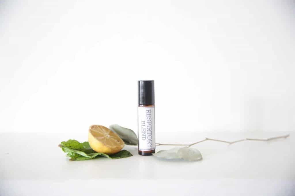 Essential oil roller bottle blend for respiratory.