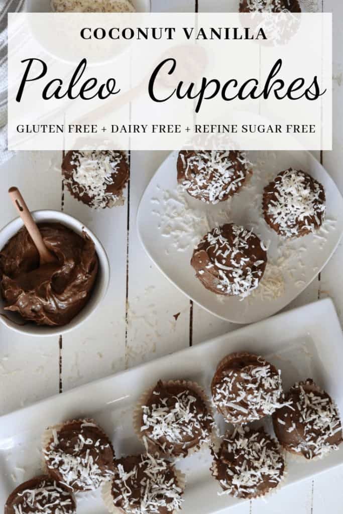 Paleo Vanilla Cupcakes: with Chocolate Avocado Frosting