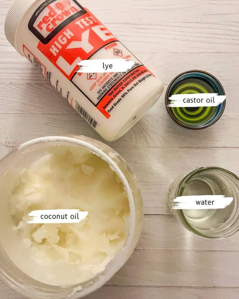 Cold process dish soap ingredients.