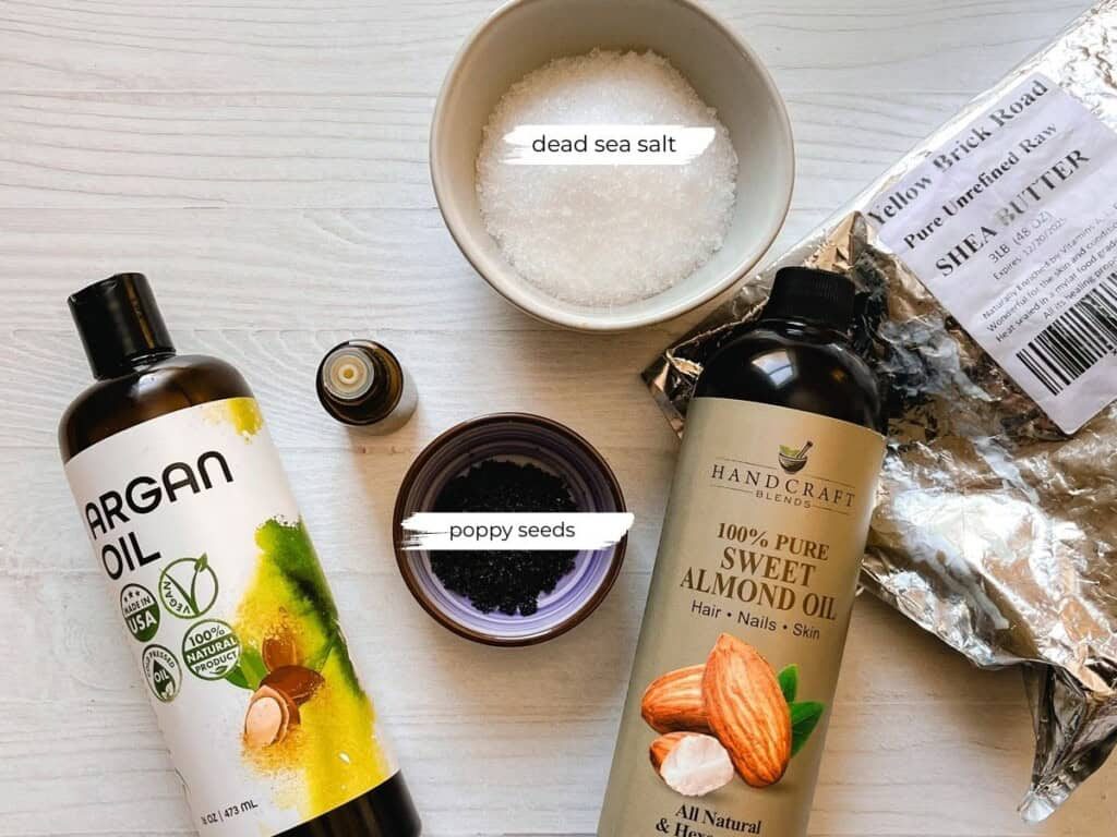 Dead sea salt scrub ingredients.