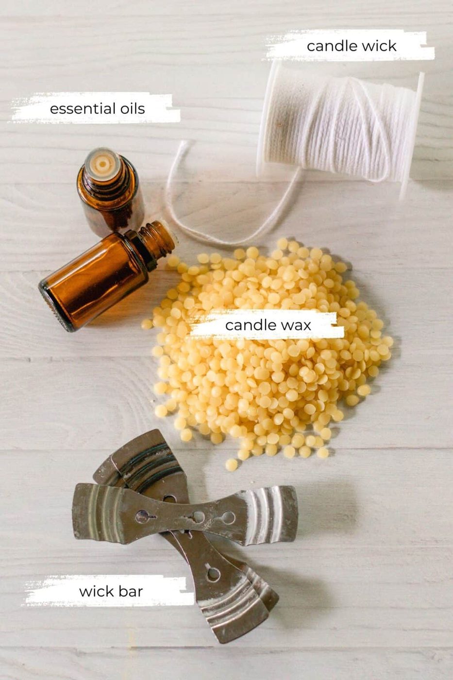 DIY Christmas candle ingredients.