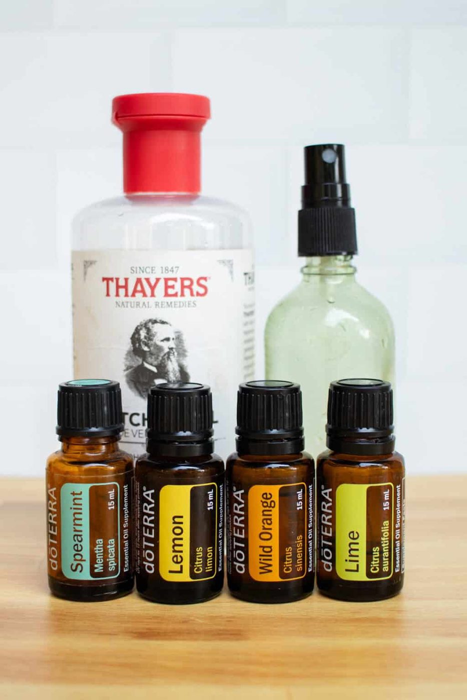 Ingredients for DIY linen spray.