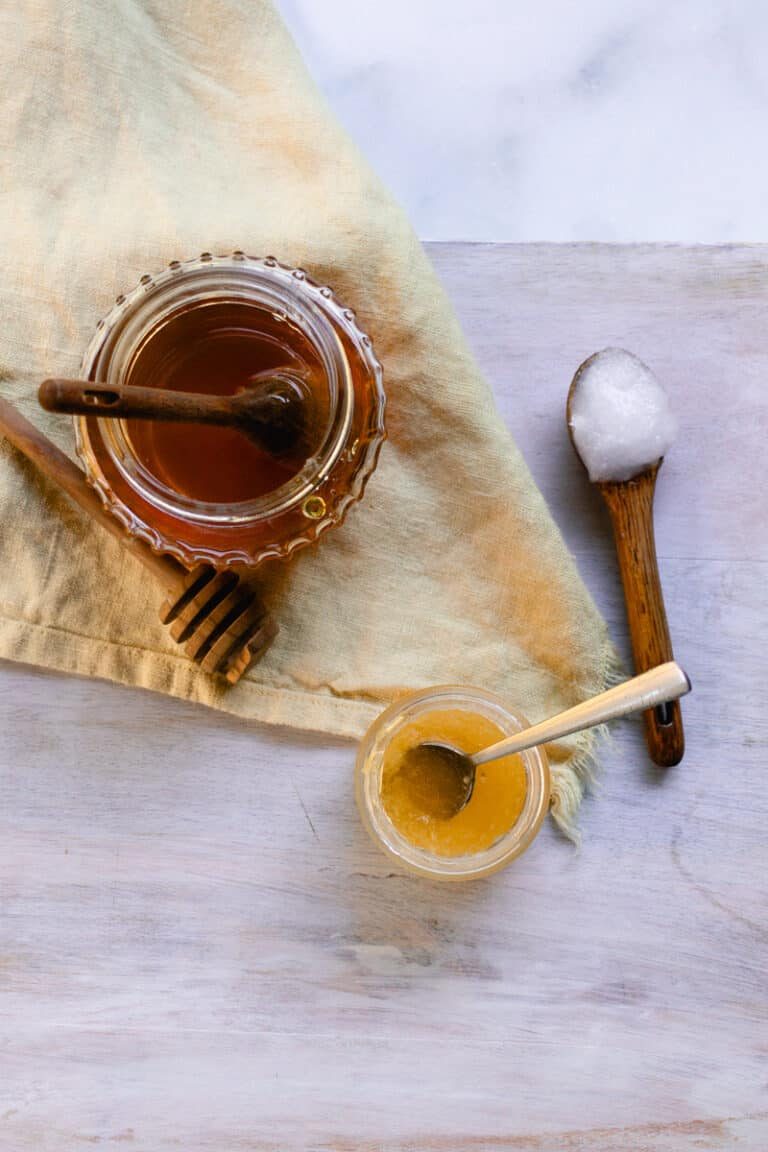 A lip mask at home ready to apply after making it.