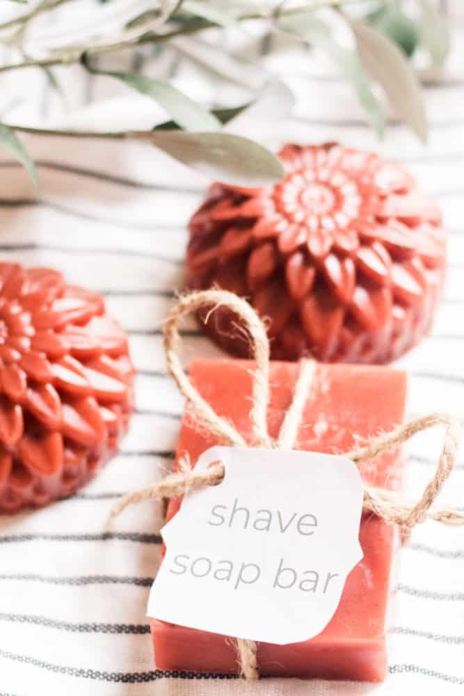 Homemade shaving soap recipe bar with printable label.