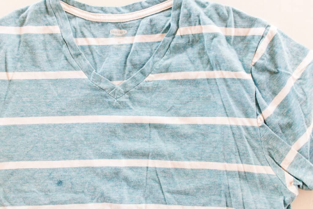A t-shirt before using wrinkle release spray.