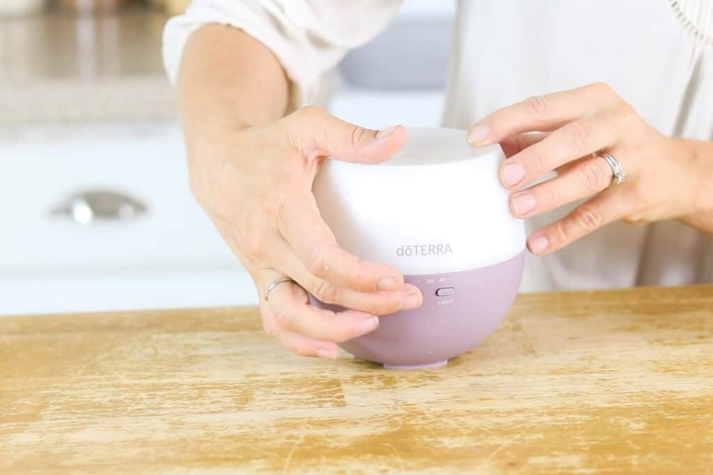 Turning on a purple diffuser.