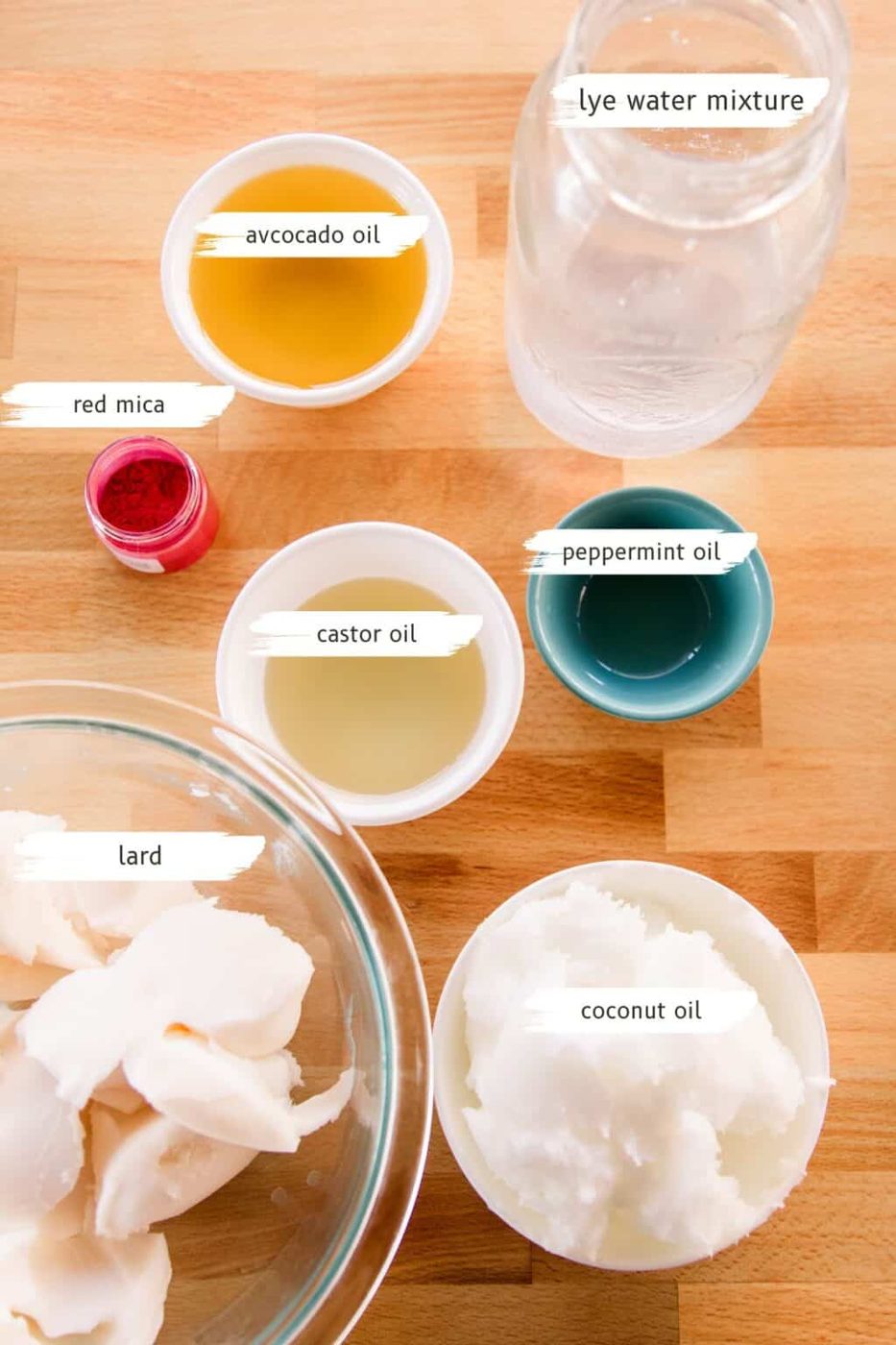 Candy cane soap ingredients.