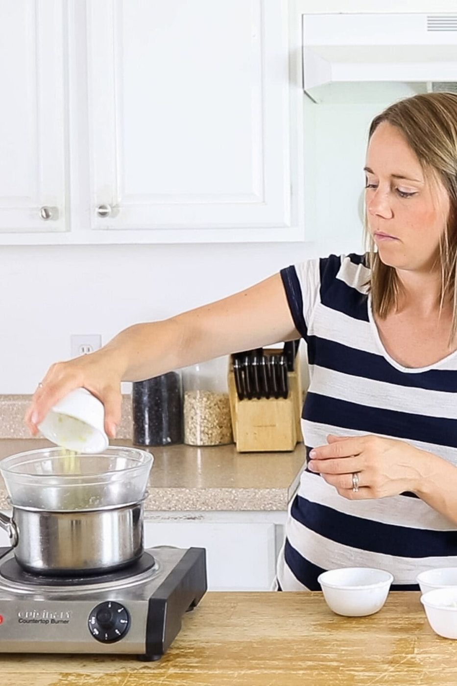 Melting ingredients over a double boiler.