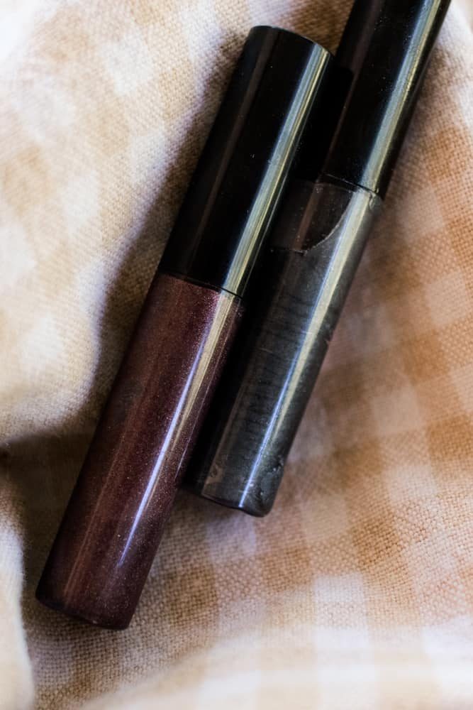 Two pots of DIY eyebrow gel close up.