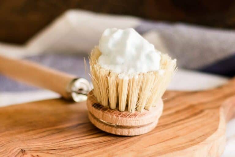 Homemade shaving cream on a brush.