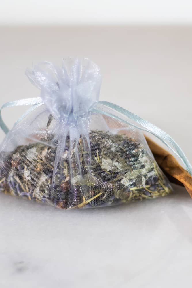 Homemade mothballs in shear mesh bag