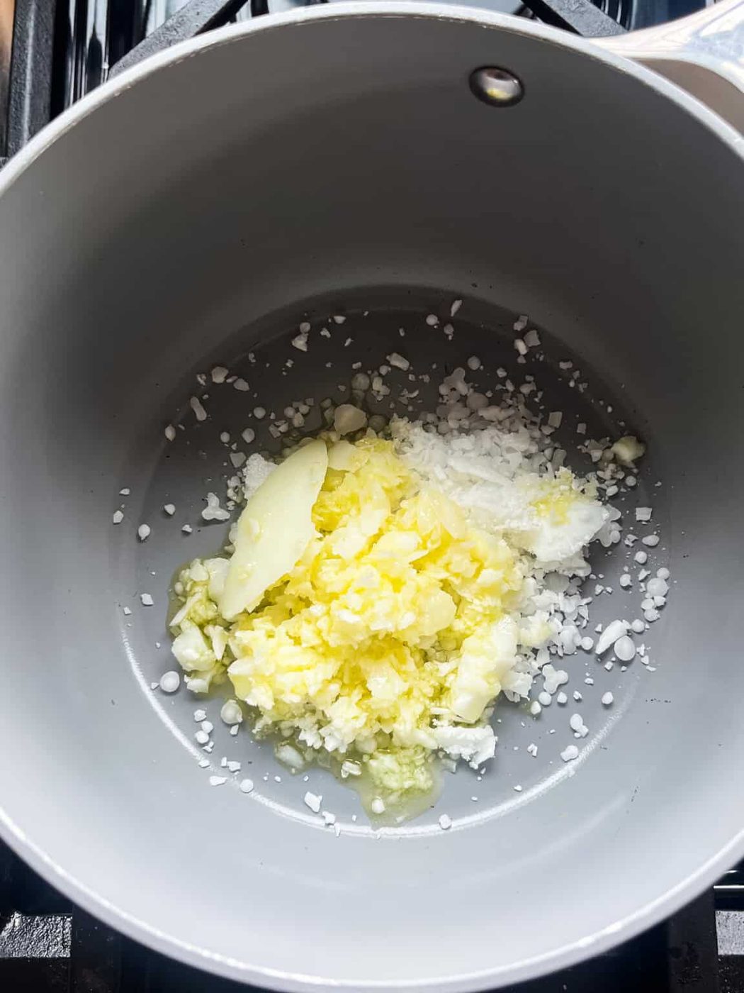 Melting oils in a double boiler.