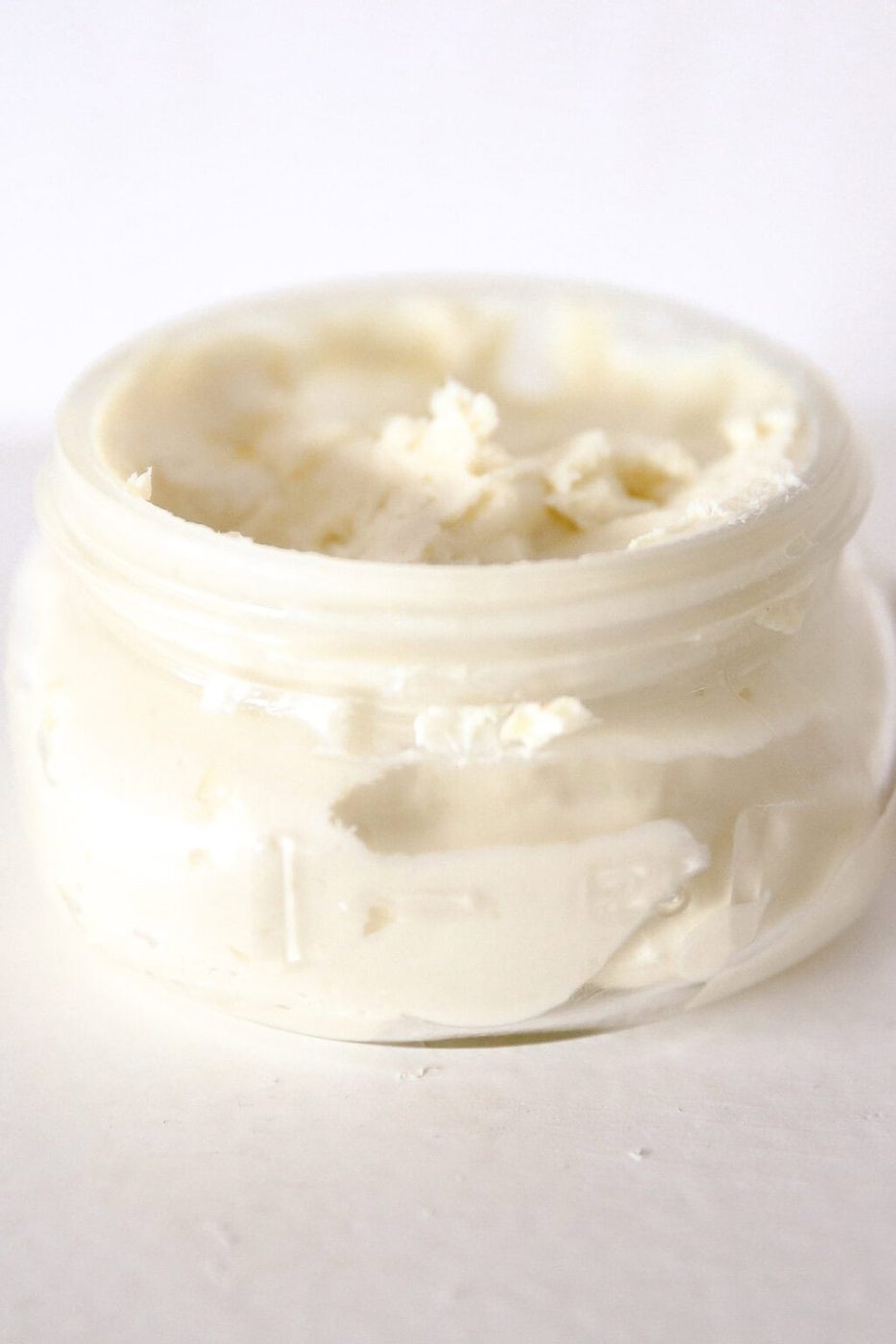 A jar of completed whipped body butter.