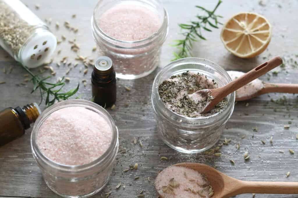 Mixing homemade seasoning salt in a small bowl.