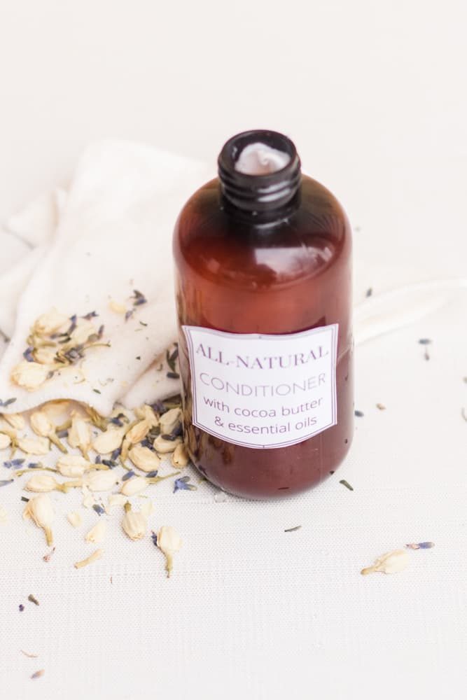 A bottle of natural hair conditioner.