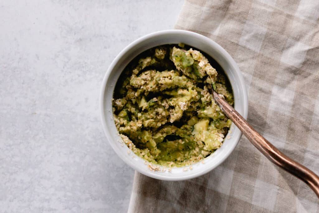Blended up cucumber mixed with colloidal oatmeal to make a exfoliating face mask.