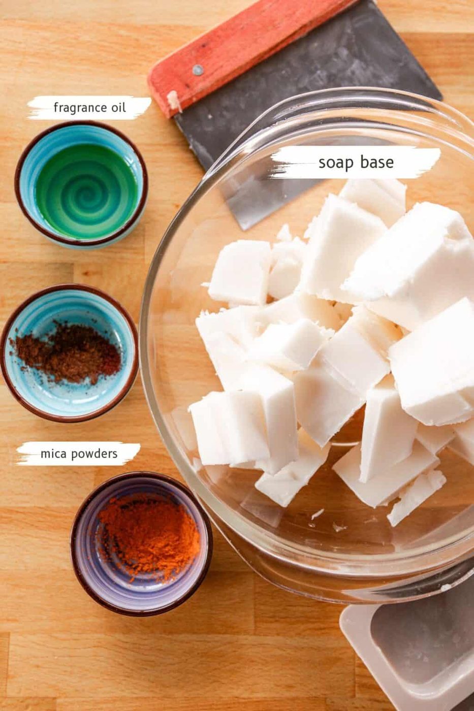Orange creamsicle soap ingredients.