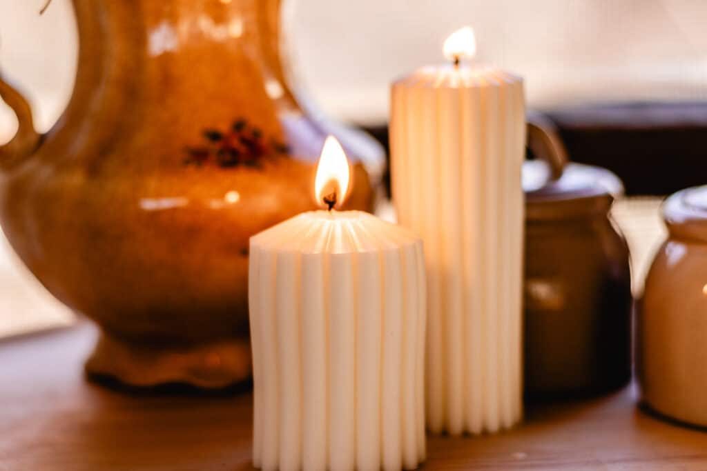 Homemade pillar candles.