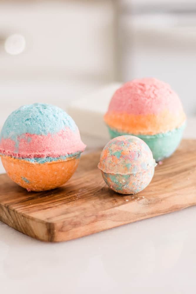 rainbow bath bombs.