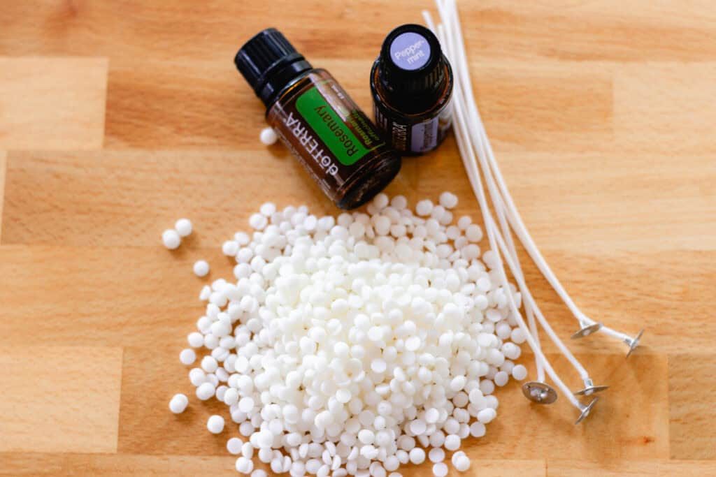 Ingredients for homemade soy candles.