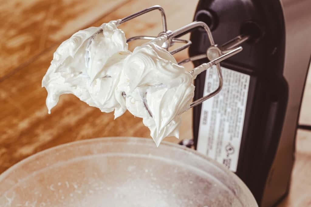 Shea butter lotion light and fluffy stuck to hand mixer whisks.