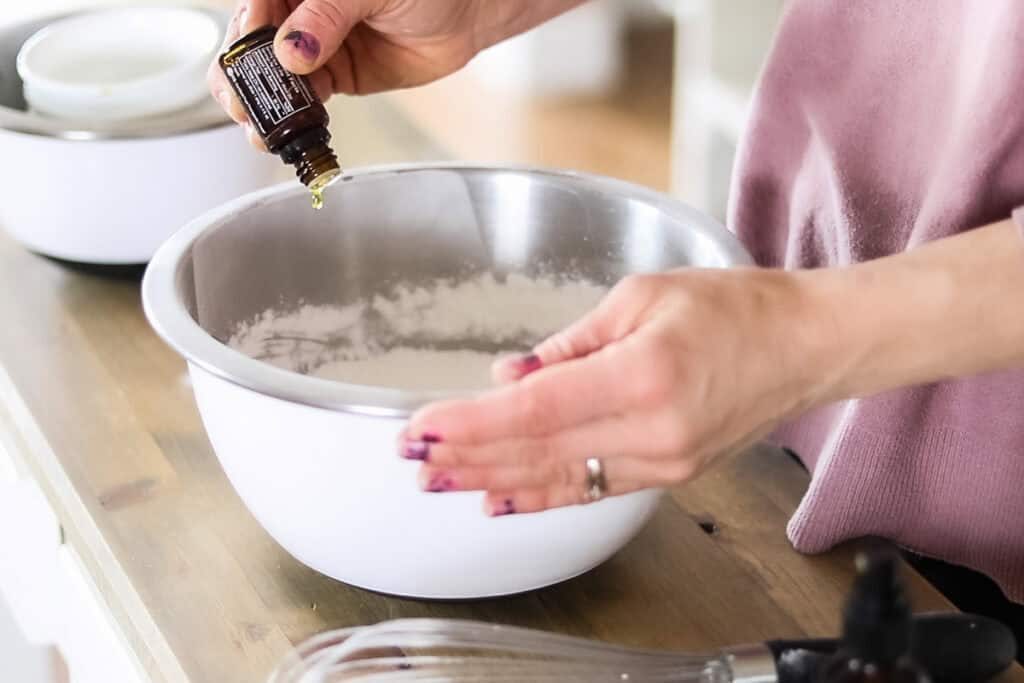 Adding in a few drops of natural fragrance to the dry ingredients.