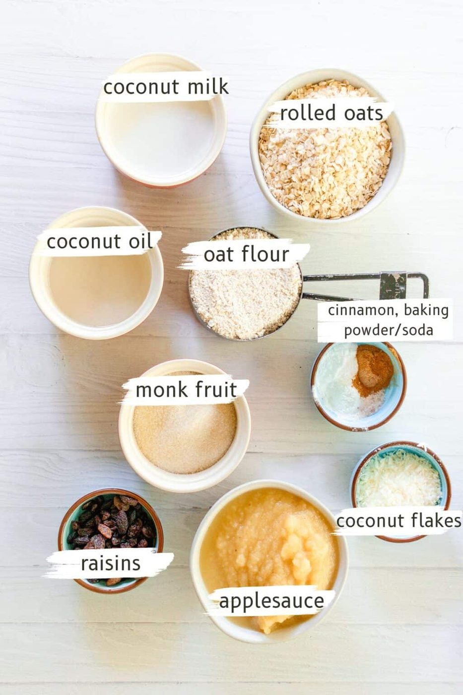 Ingredients for applesauce muffins.