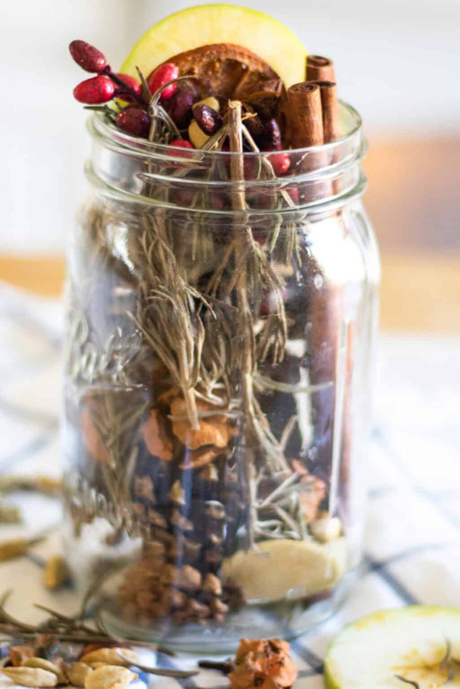 A jar of Thanksgiving potpourri.