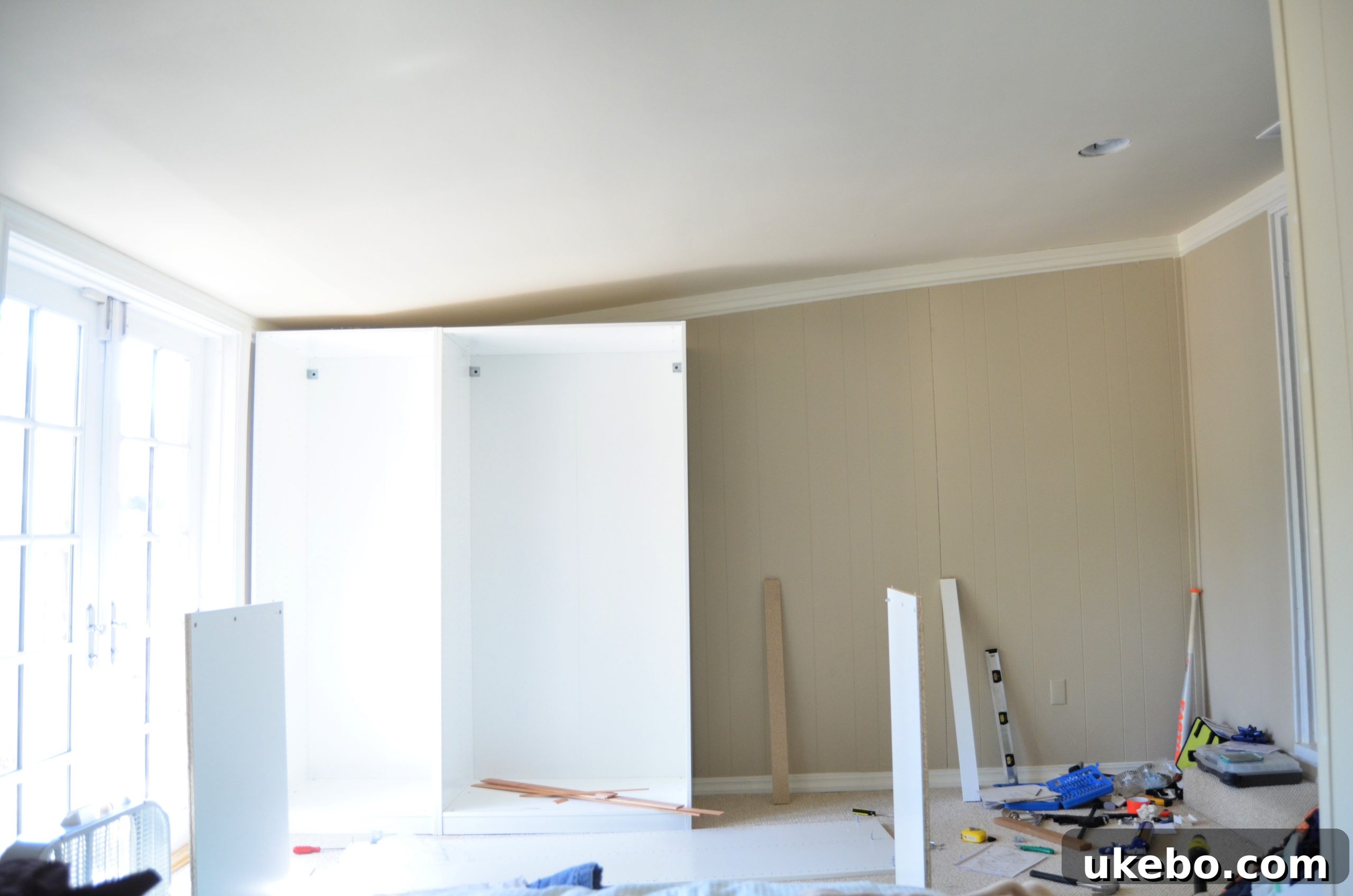 Master Bedroom Transformation Journey 5 IKEA PAX closet frames installed in master bedroom