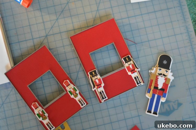 Applying nutcracker stickers to custom wall plate