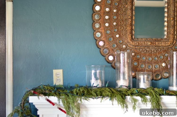 Ugly old electrical outlet disrupting holiday decor