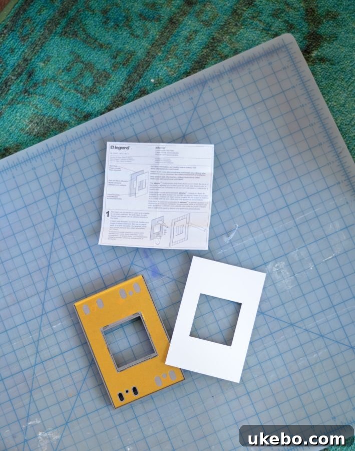 Legrand Adorne custom plate with adhesive backing