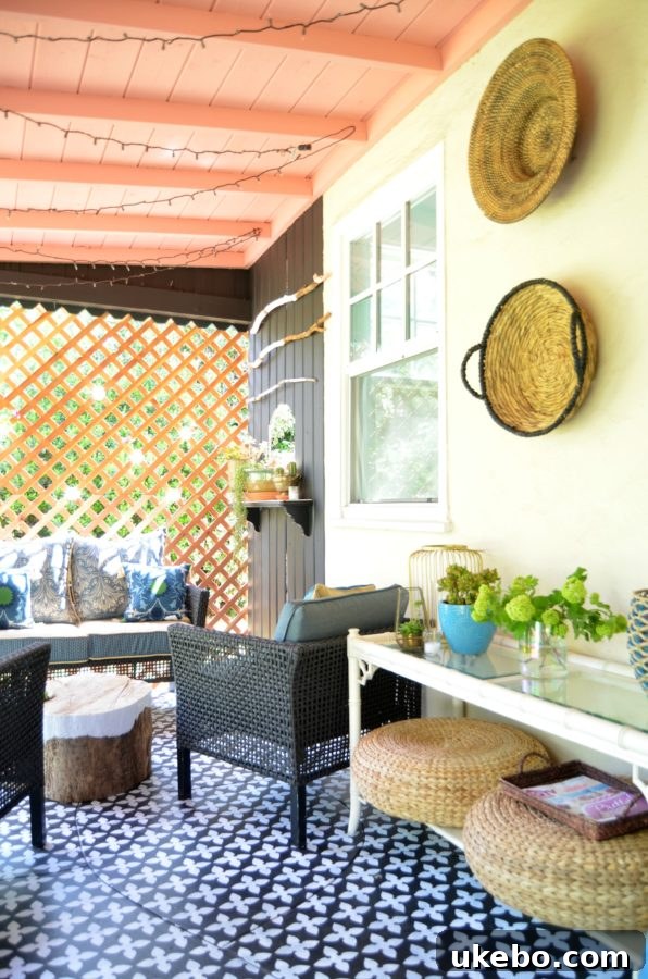 Boho Bungalow Side Porch After Makeover