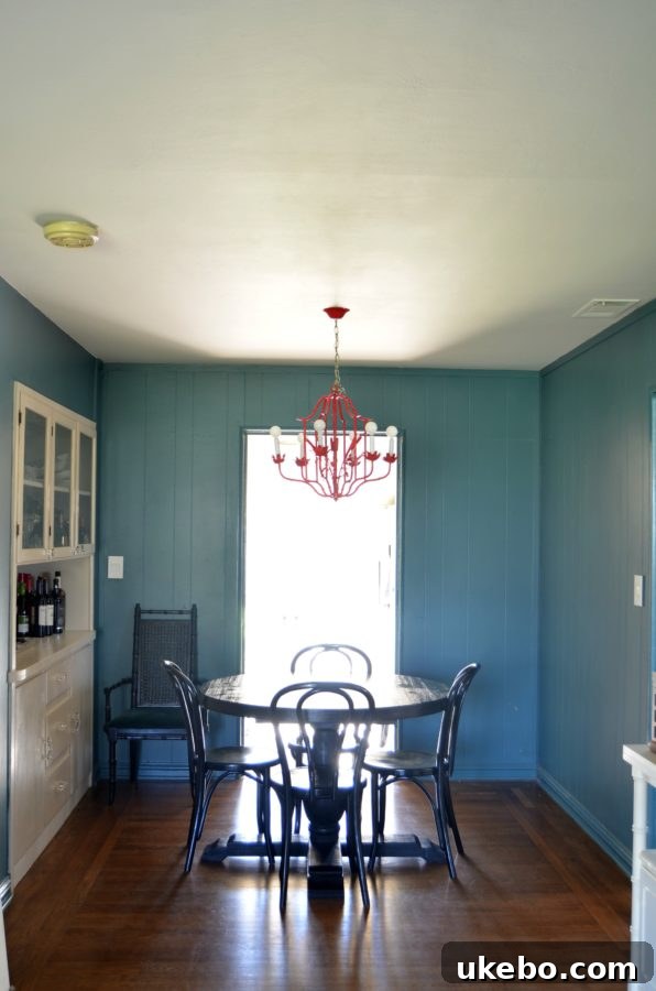 Another angle of the challenging dining room space