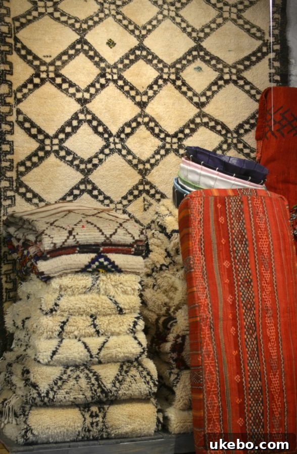Close-up of vibrant Moroccan Azilal rug patterns