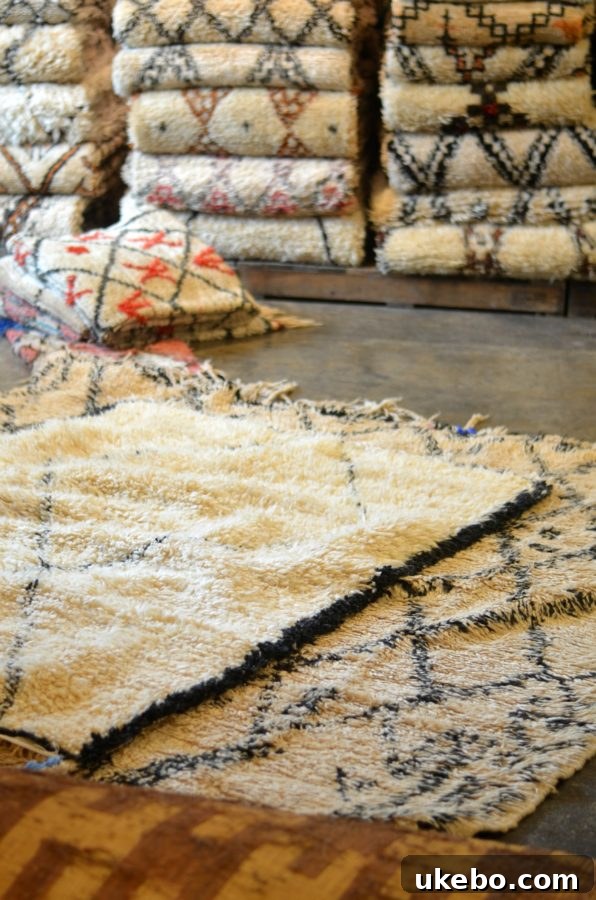 Selection of handcrafted Moroccan poufs and pillows