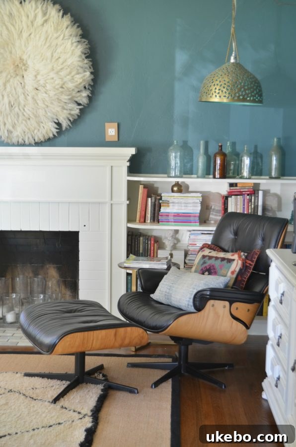 A cozy and meticulously styled corner, showcasing unique decor items and comfortable furnishings that invite relaxation.
