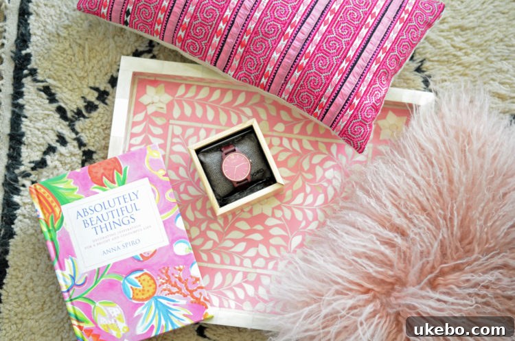 Unpacking My Pink Passion With a Special Reader Prize 2 Stylish living room featuring pink accents and a bone inlay tray