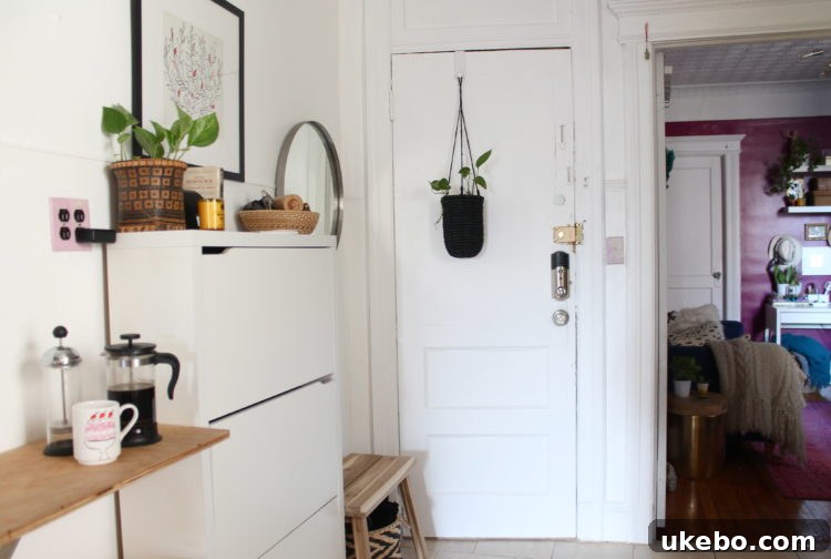 A close-up of decorative elements, bringing personality and warmth to Megan's small space.