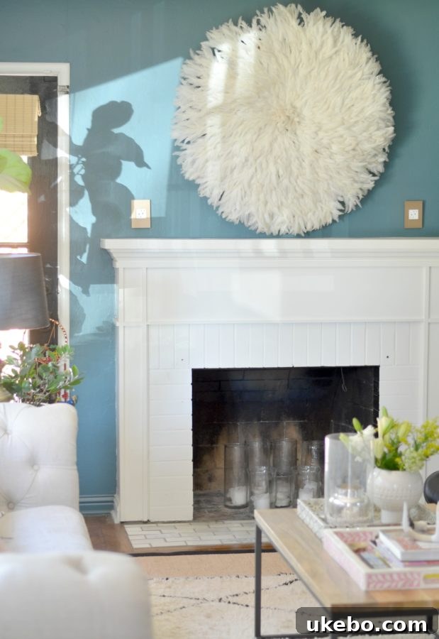 Living Room with dark walls and cozy decor