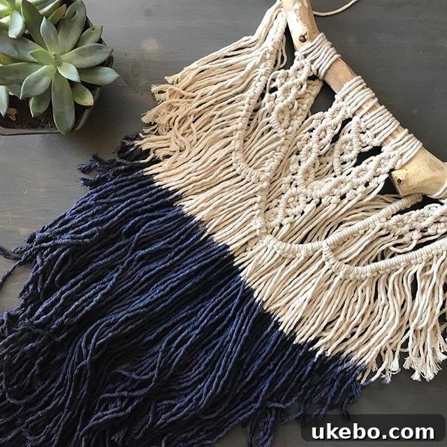 Vibrant and colorful macrame wall hanging by Luna & Black, showcasing bold hues and a modern, experimental design.