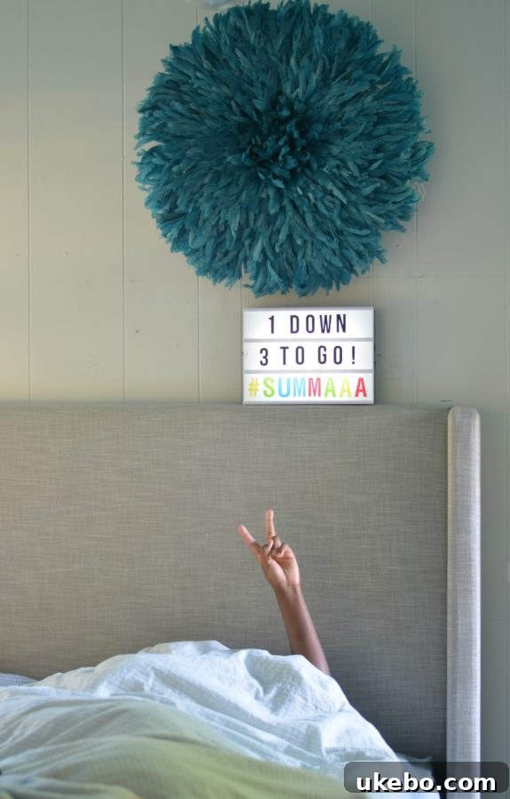 Daughter's lightbox message: 'Catching up on sleep'.