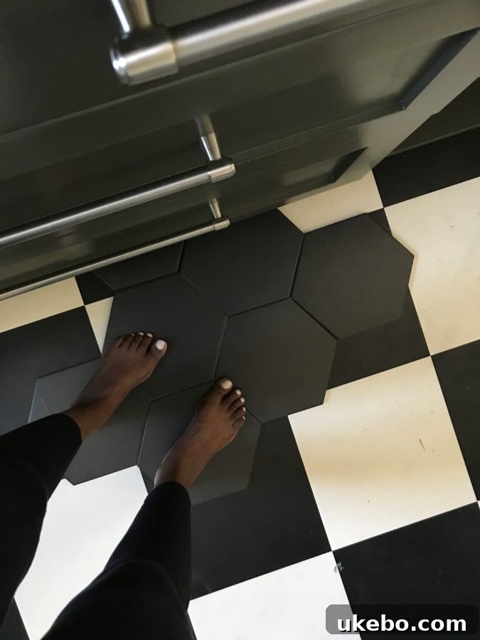 Cabinet and floor tile sample comparison