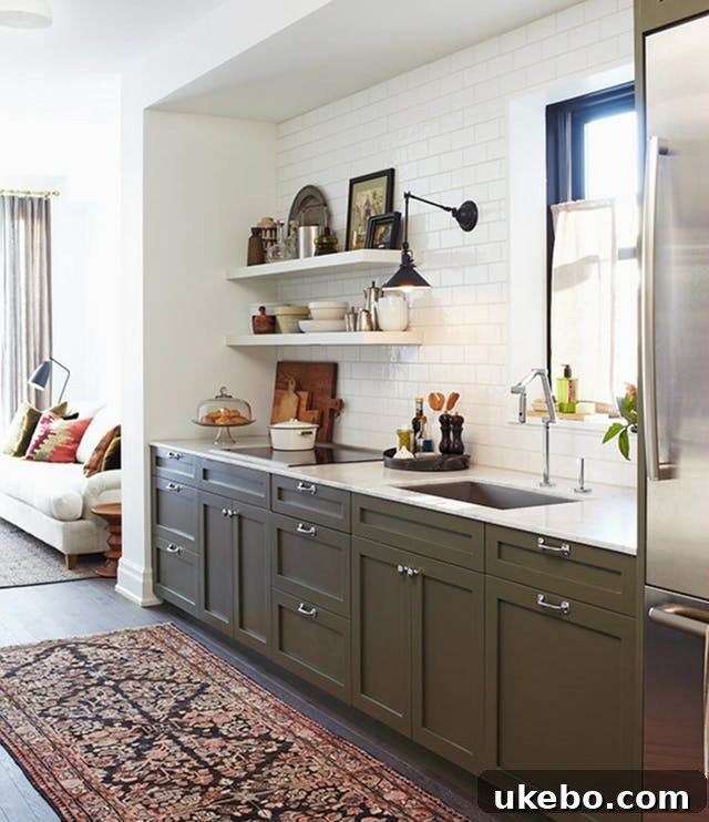 Modern olive green kitchen design
