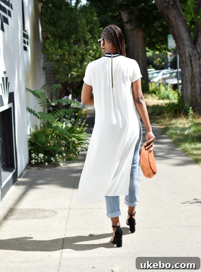 Another perspective of the outfit, showcasing the overall relaxed yet polished aesthetic.