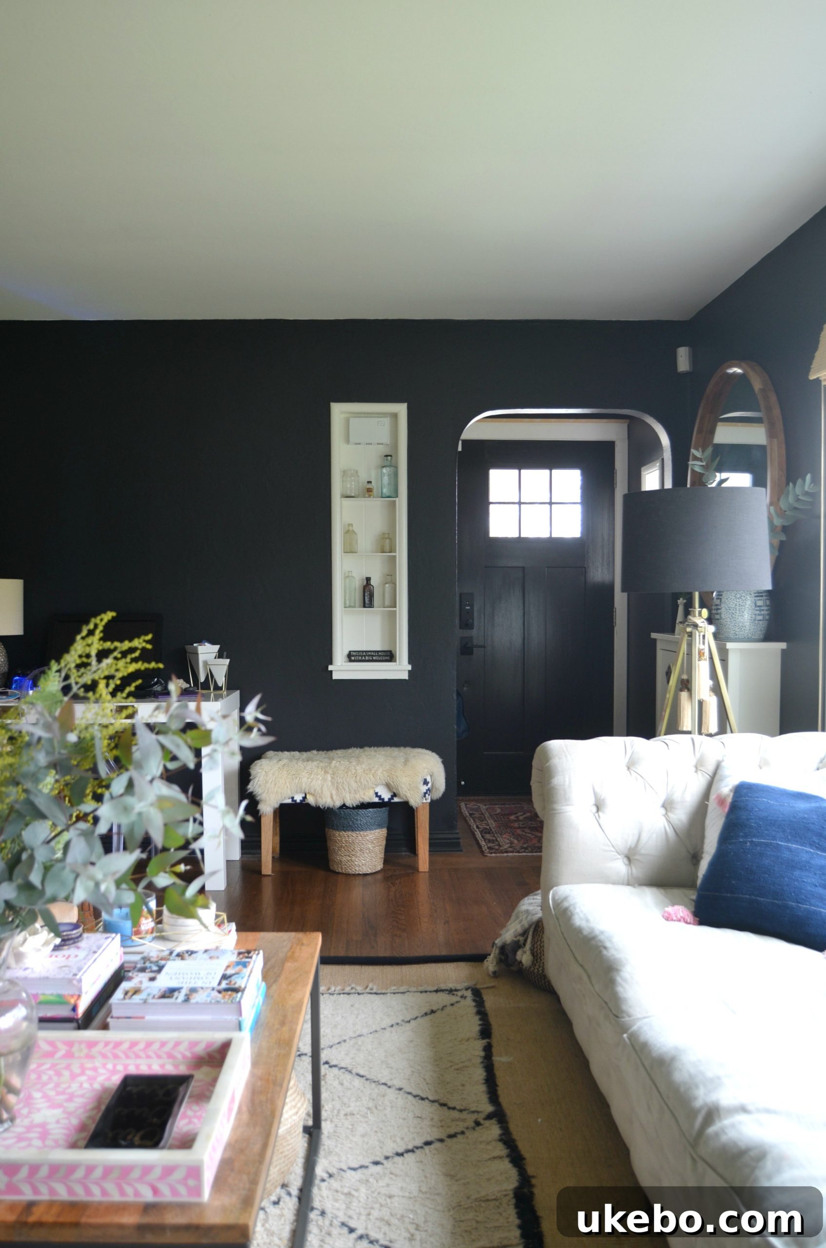 Another perspective of the living room space, highlighting design potential