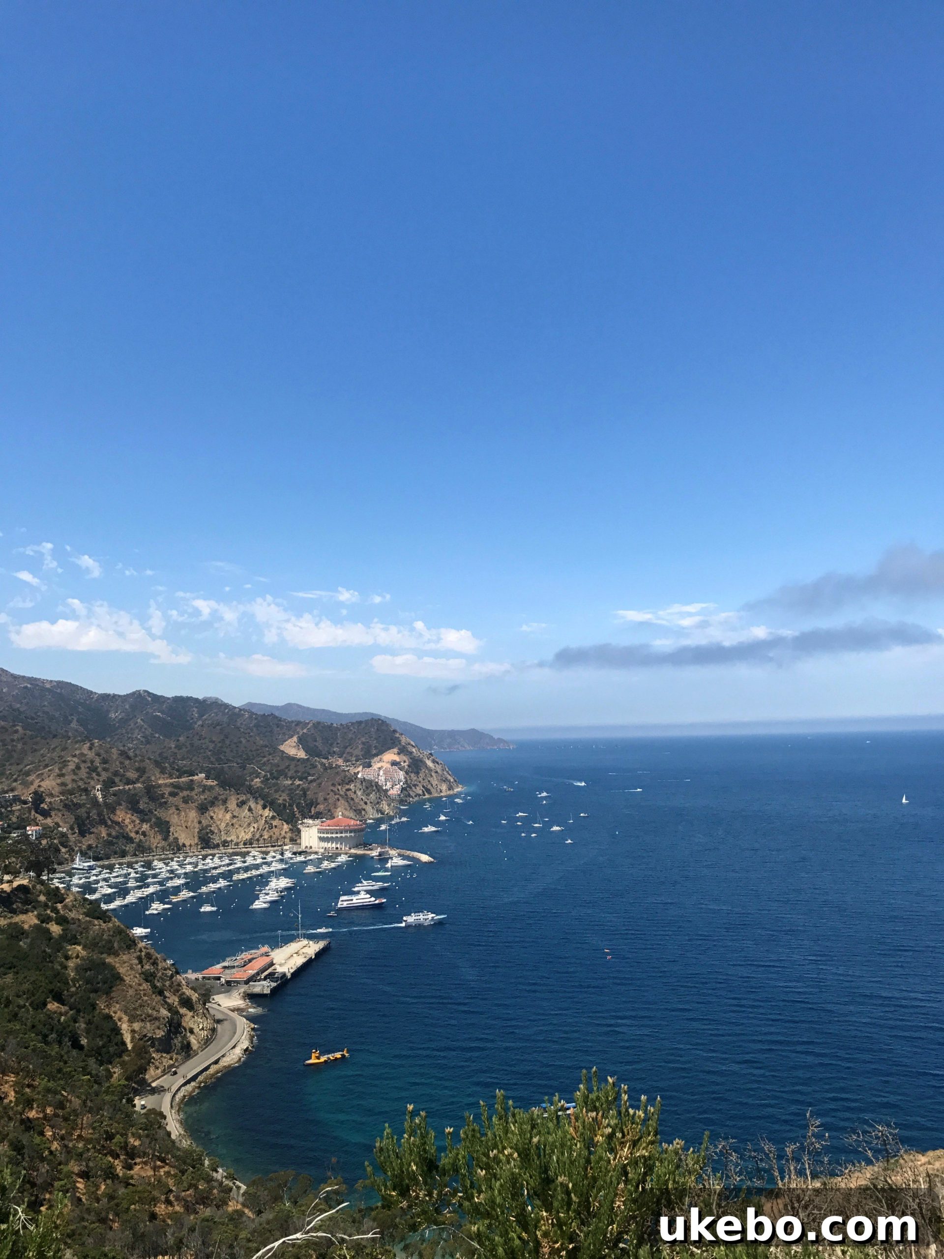 Catalina Island ferry arrival with beautiful blue waters and sunny skies