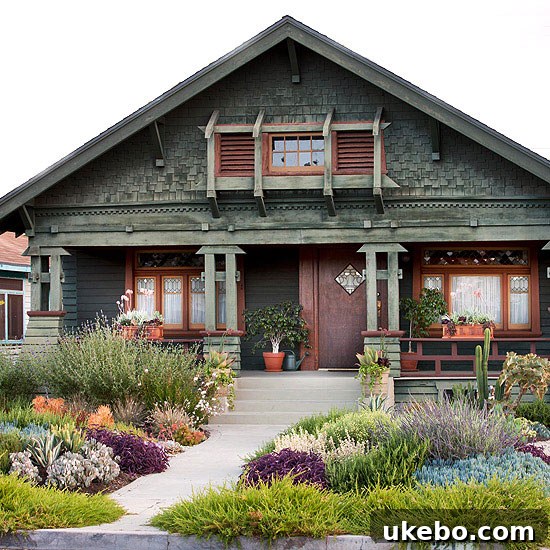 Layered xeriscape garden with native flowers and pathways, perfect for an allergy-friendly yard