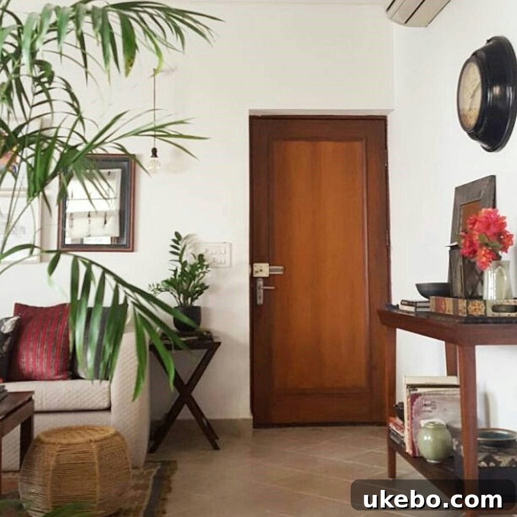 Interior view of Jasleen's apartment highlighting modern Indian design elements