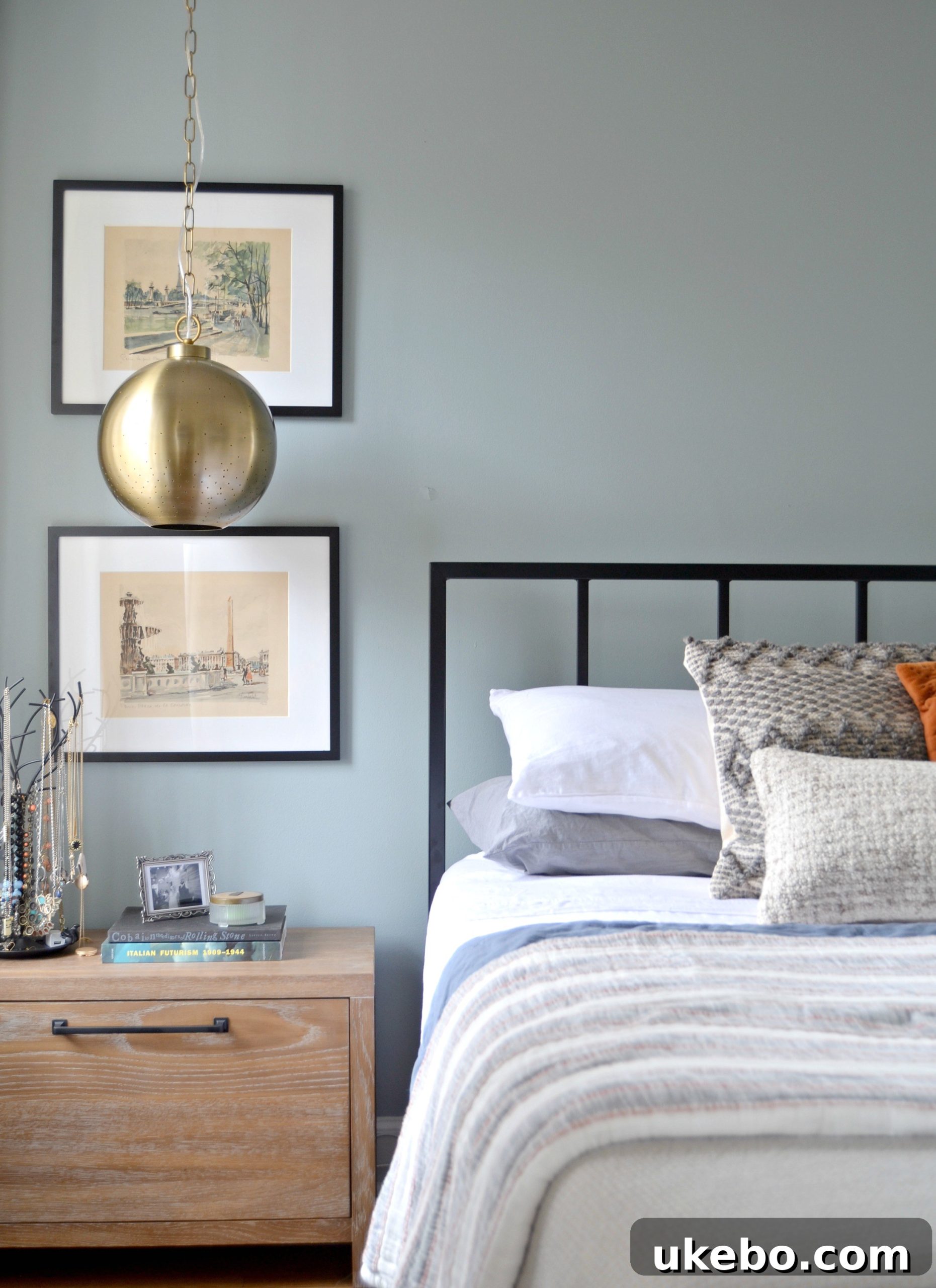Curated art collection in the bedroom 1